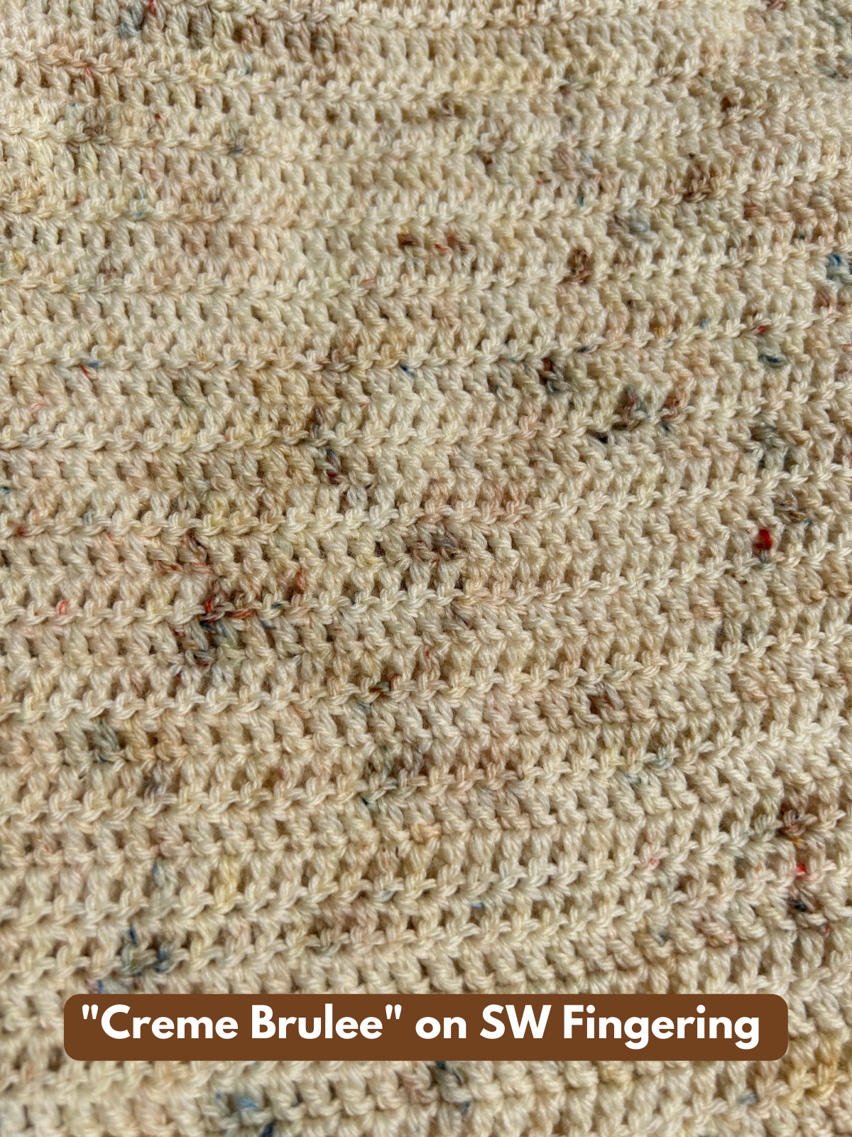 creme brulee hand dyed yarn crocheted with double crochet on superwash fingering weight