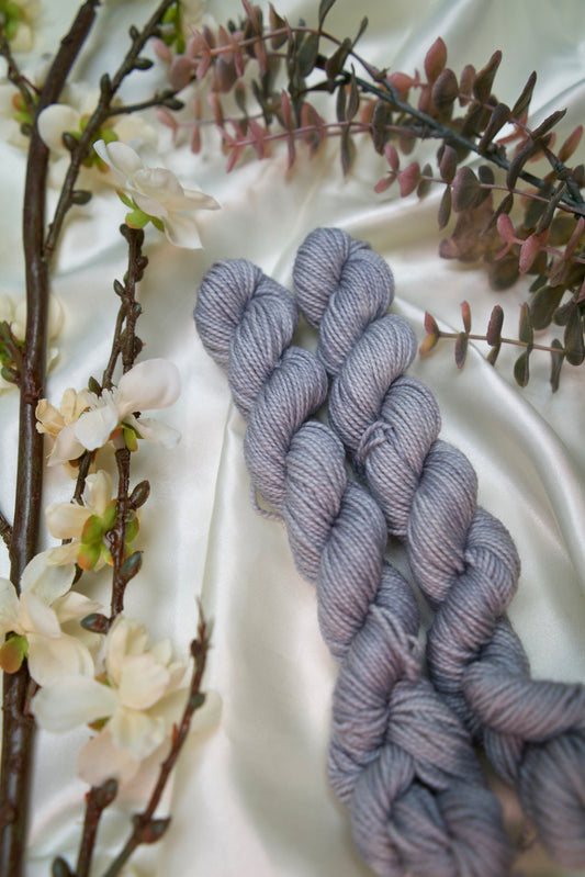 custom light grey semisolid hand dyed yarn on nylon superwash merino sock yarn