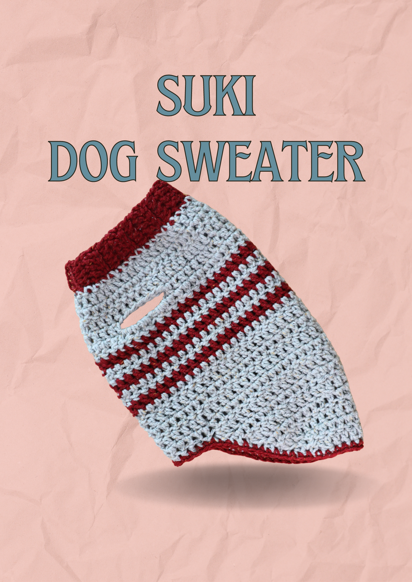 unique crochet dog sweater on pink background