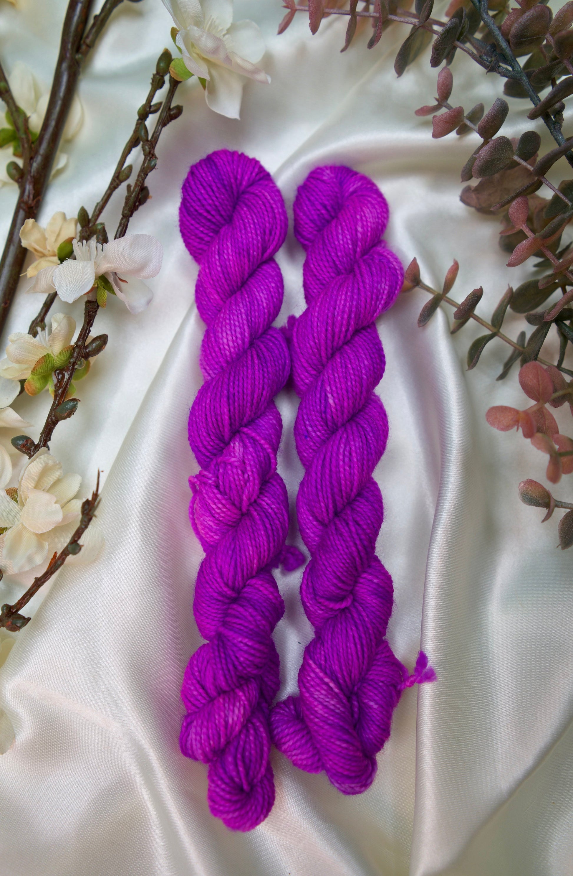 custom fluorescent purple blue semisolid solid hand dyed yarn on nylon superwash sock