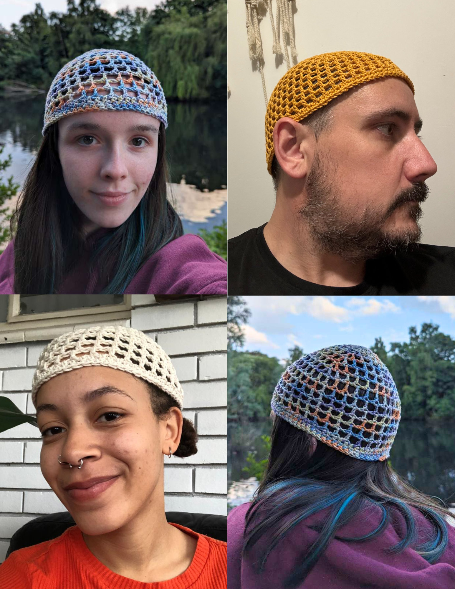 4 different colorful caps, each featuring their own unique style & fit