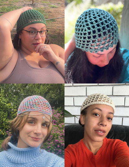 4 different colorful caps, each featuring their own unique style & fit