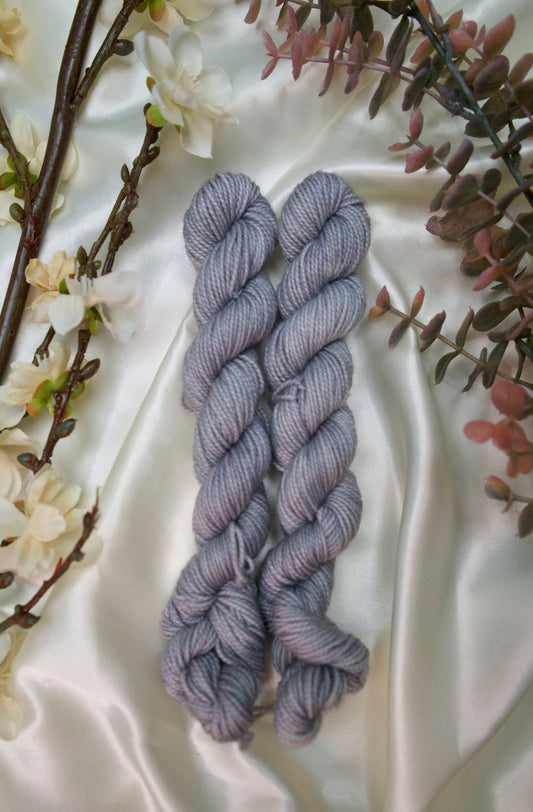 custom light grey semisolid hand dyed yarn on nylon superwash sock yarn