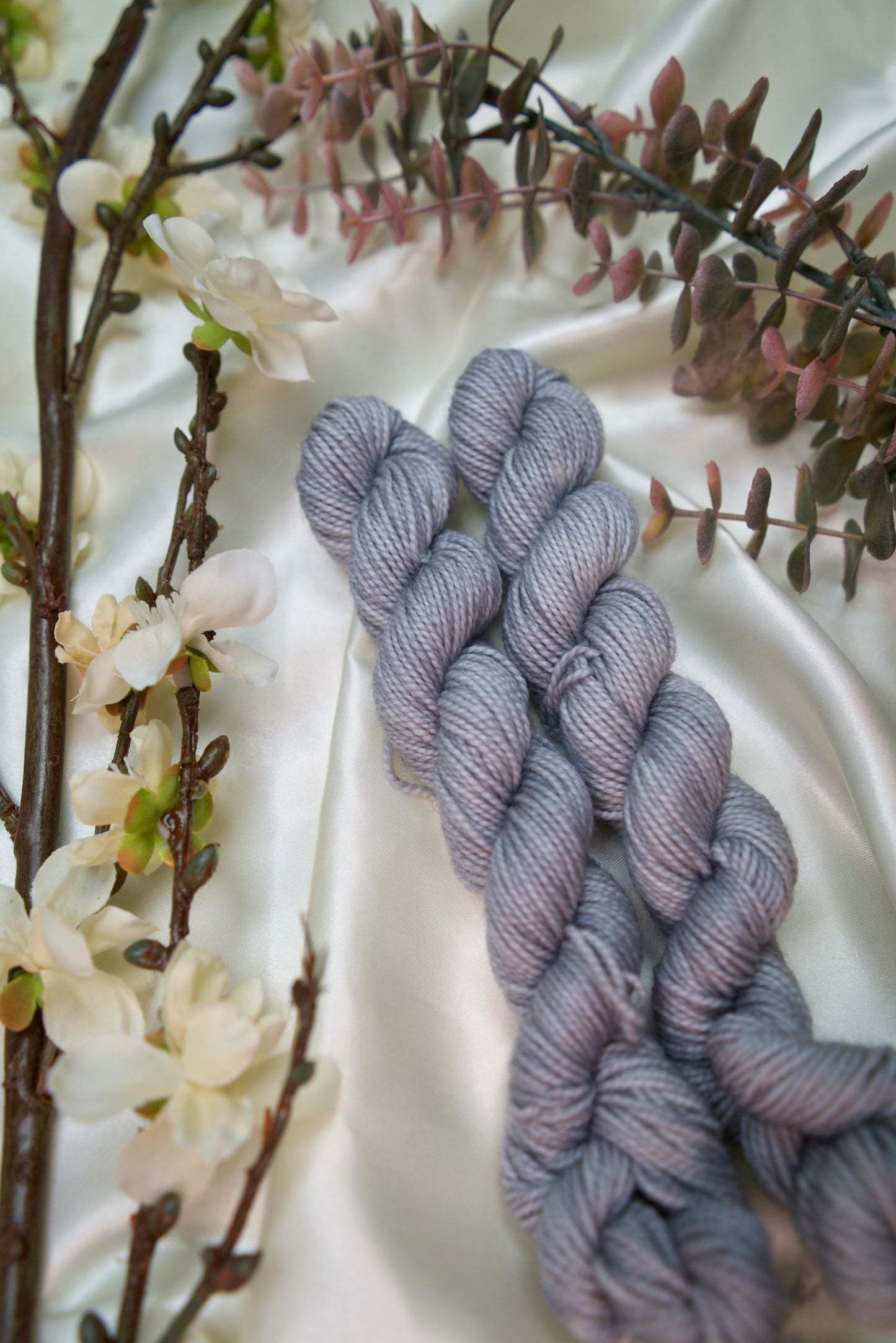 custom light grey semisolid hand dyed yarn on nylon superwash merino sock yarn