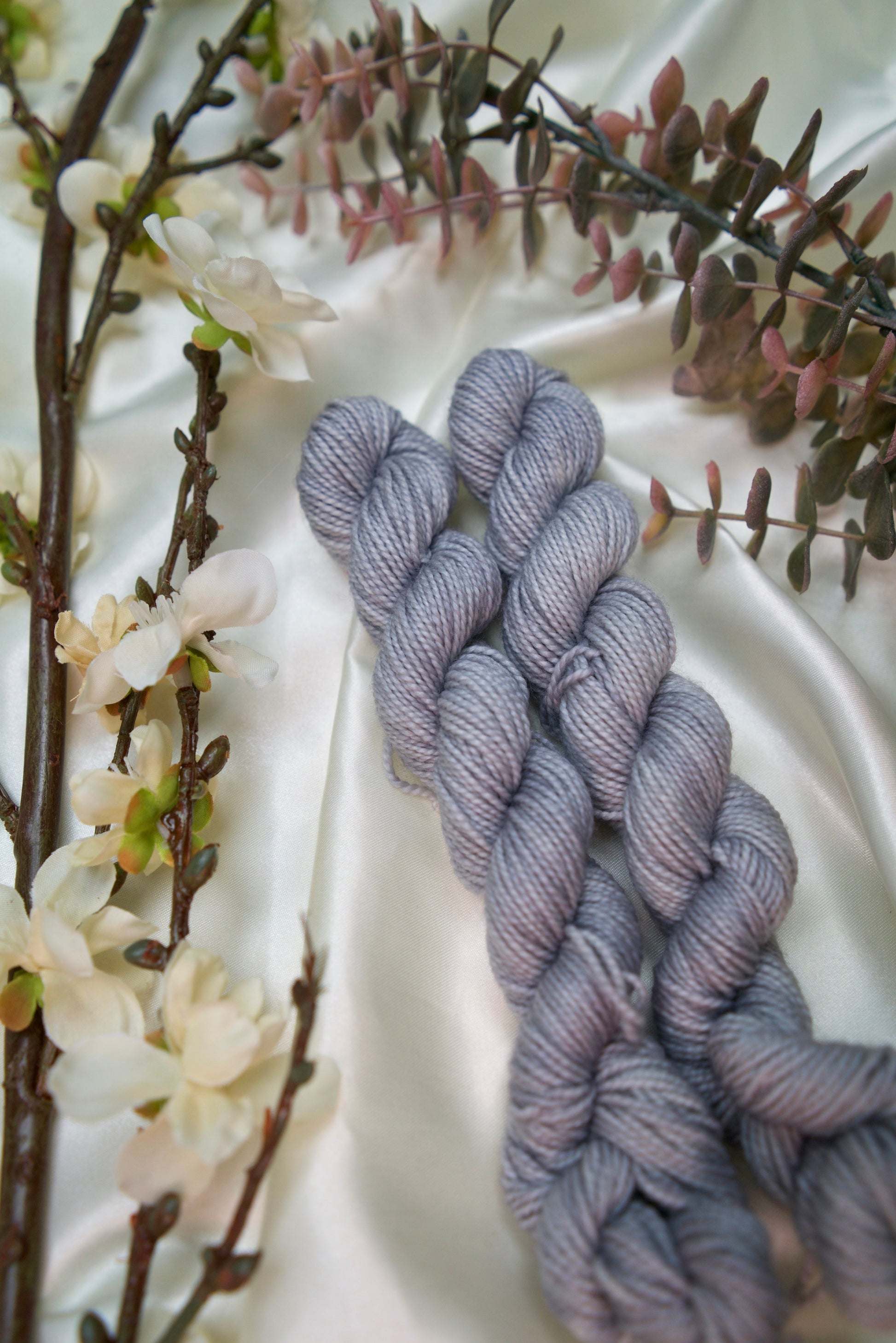custom light grey semisolid hand dyed yarn on nylon superwash merino sock yarn