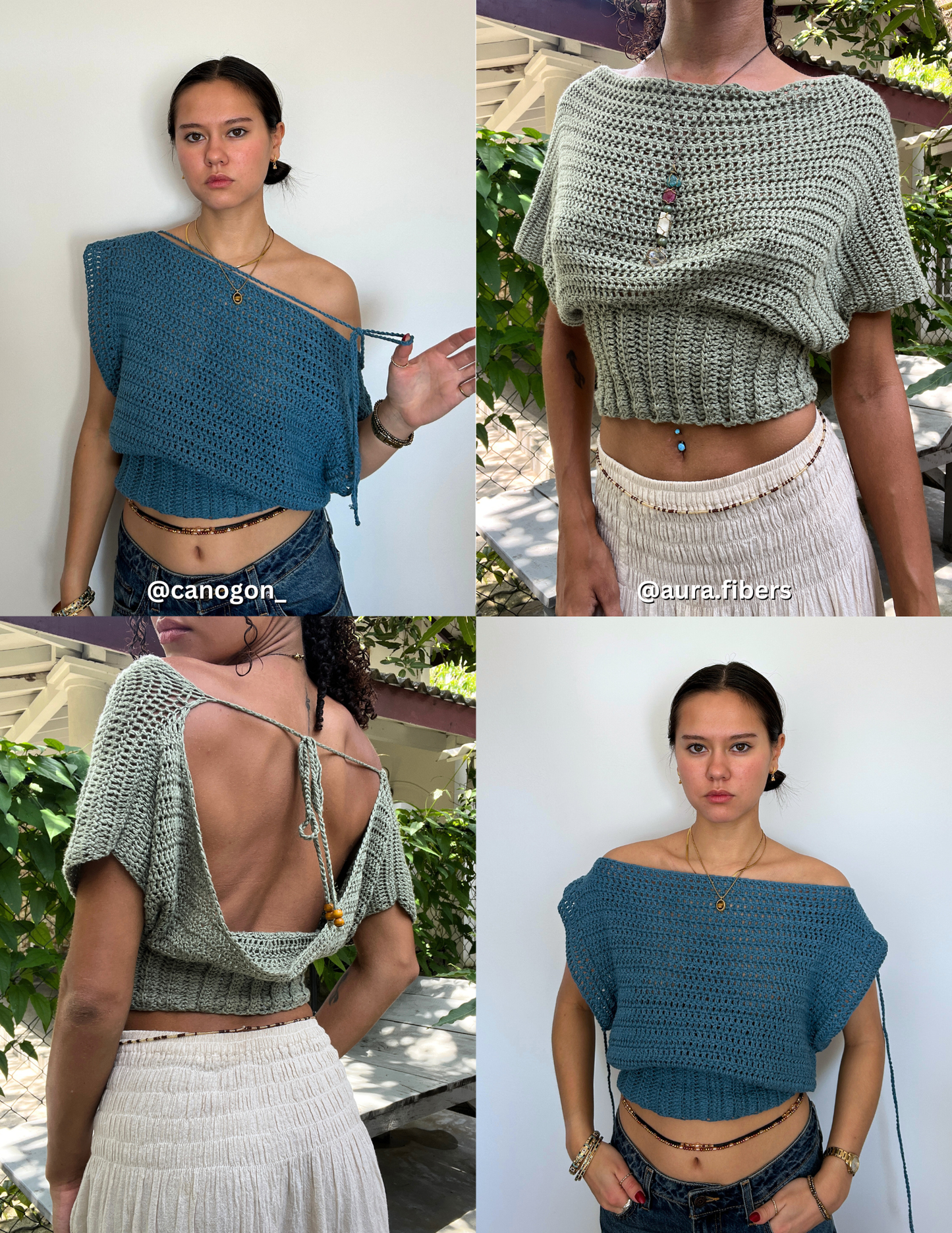 collage of 2 women wearing different versions of the slouchy blouse