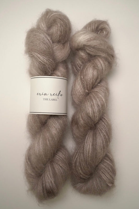 custom ash brown semisolid hand dyed yarn on kid silk mohair yarn