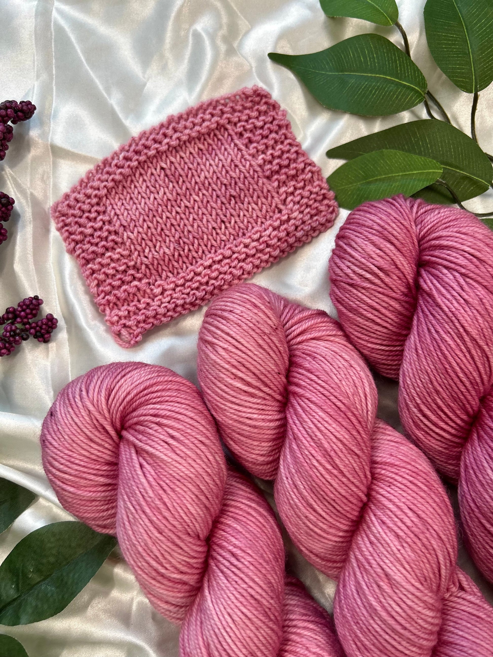 custom mauve pink purple semisolid hand dyed yarn on superwash merino dk yarn